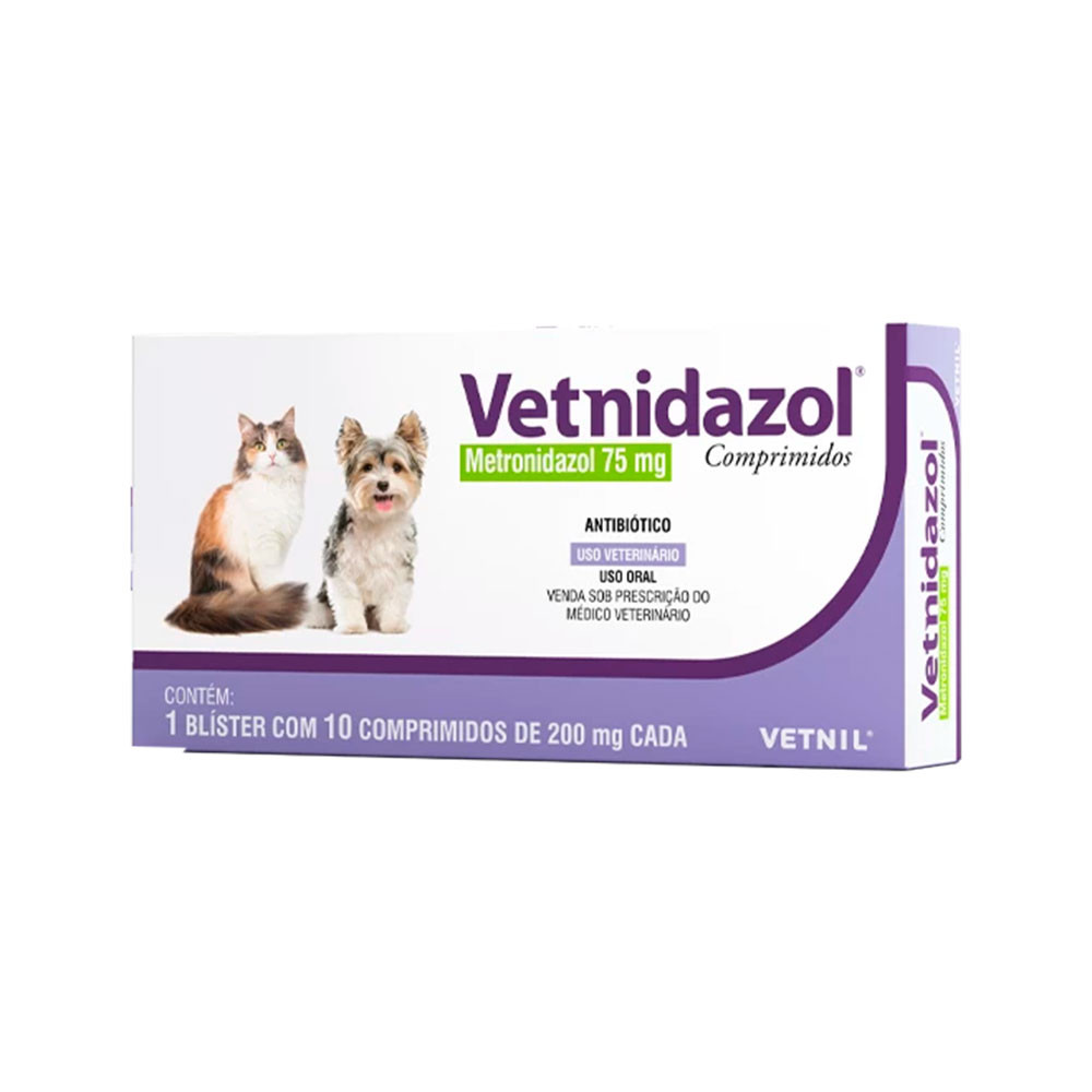 Vetnidazol Antimicrobiano Para Cães e Gatos Vetnil 10 Comprimidos - Pets