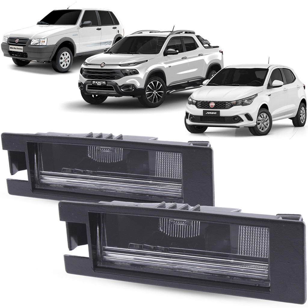 Par de Lanterna Luz De Placa + Soquete Fiat Uno Idea Punto Linea Palio Fire Attractive Siena Doblo Grand Siena Toro Argo