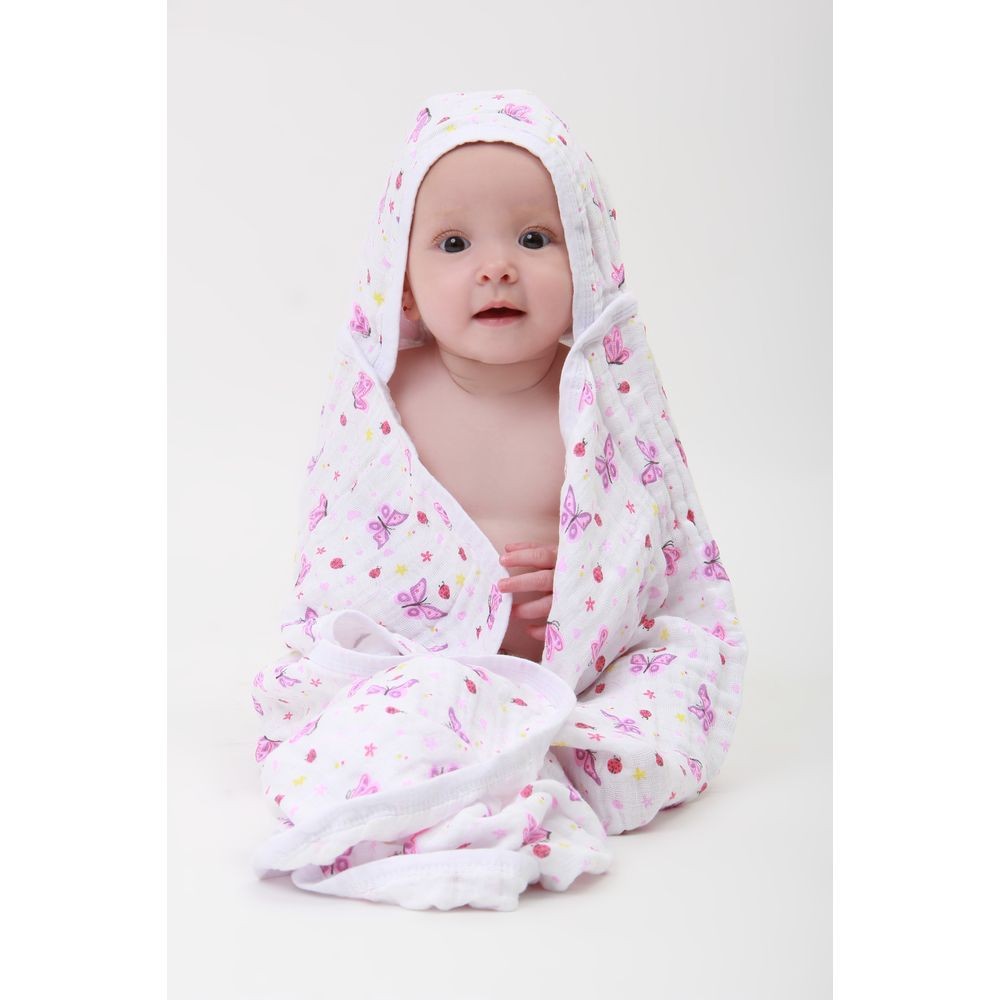 Toalha De Banho Baby Gijo Soft Borboleta Com Capuz 100cm X 85cm em Oferta na Shopee