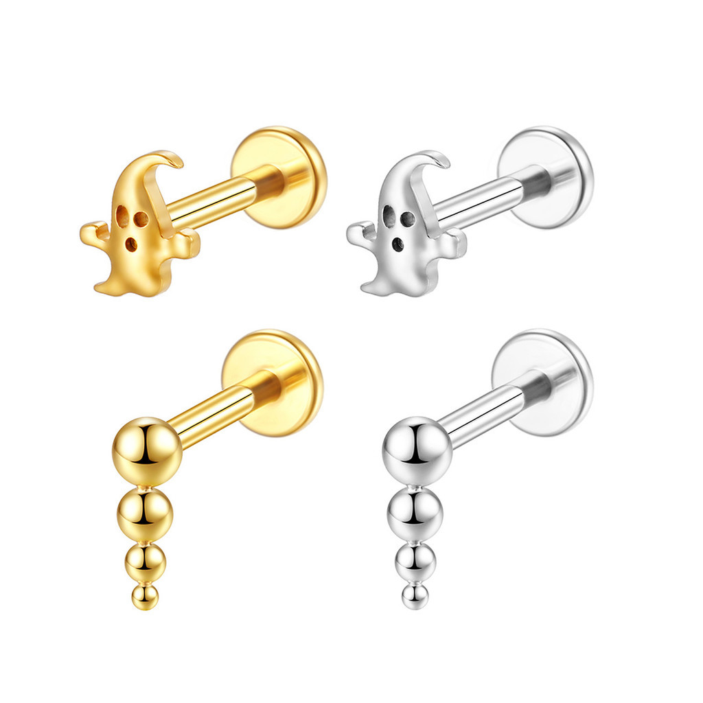 2PCS Kit Piercing Helix Conch Tragus Labret Titânio Fantasma