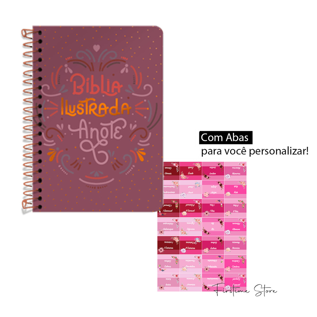 Bíblia Anote Ilustrada Nvt Rosa Brilhante + Abas Adesivas Rosas
