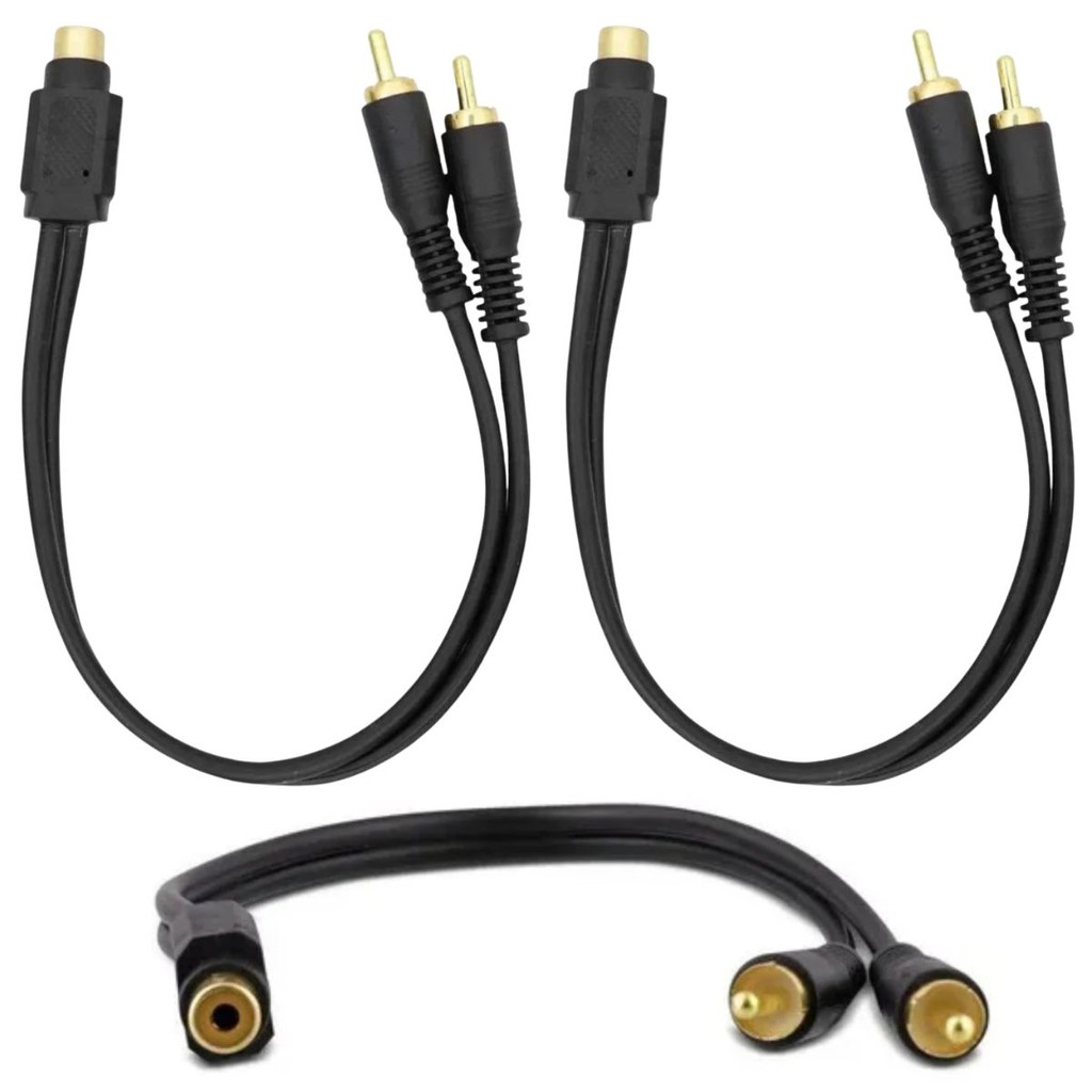 Kit 03 Cabo Rca Y Flexível 2 Macho 1 Fêmea Som Automotivo em Oferta na Shopee