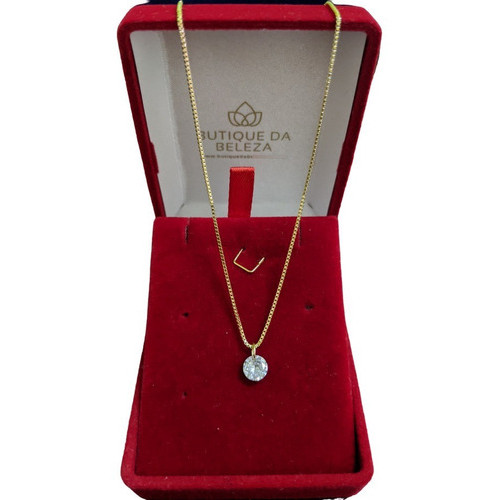 Gargantilha Colar Folheado a Ouro Veneziana Ponto De Luz de Zircônia 40cm - Corrente Feminina