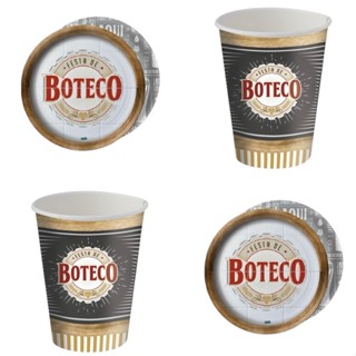 Kit Festa BOTECO 8 Pratos + 8 Copos Descartável 200 Ml Papel - FESTCOLOR em Oferta na Shopee