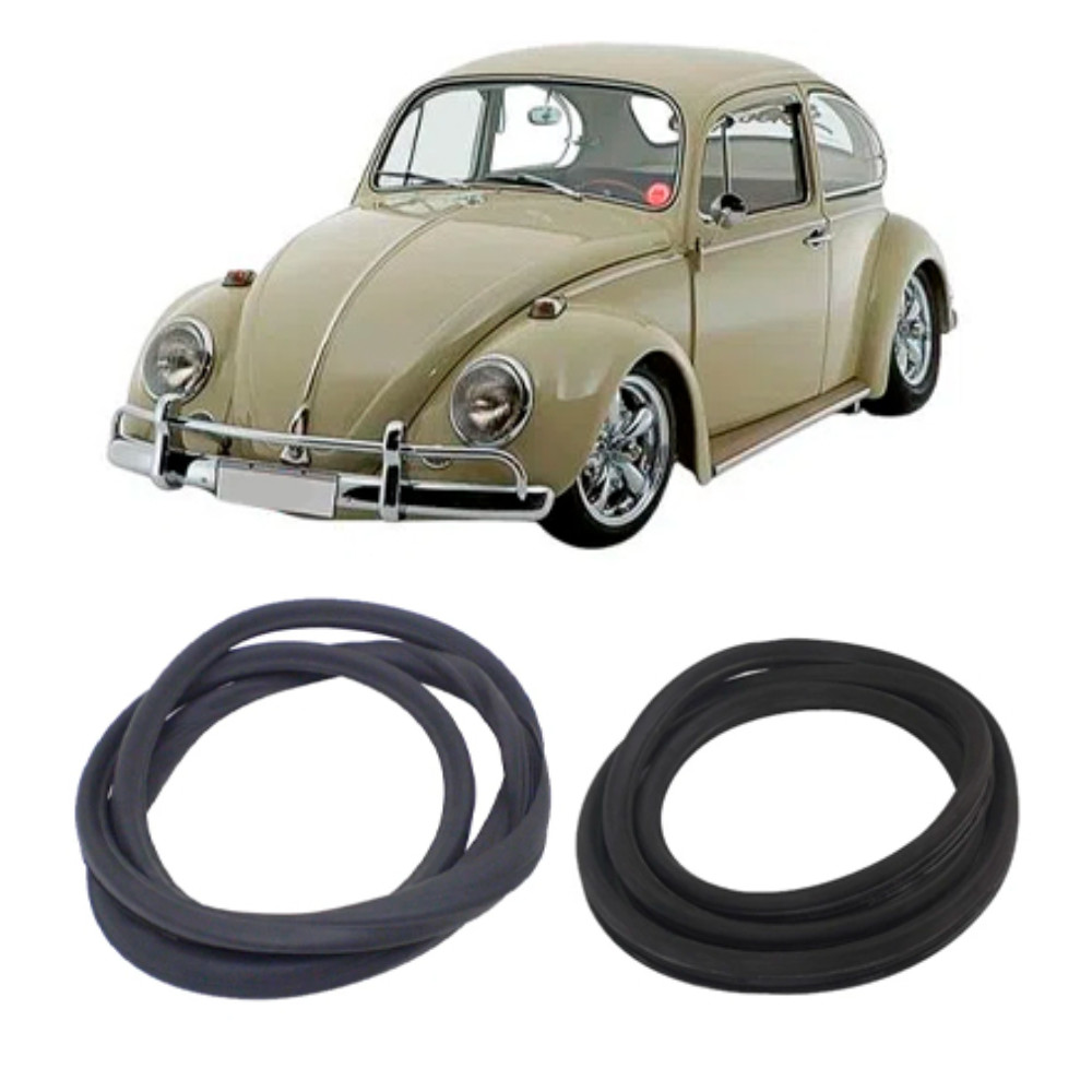 BORRACHA PARABRISA DIANTEIRO FUSCA 1200 1300 59 A 66 + VIGIA TRASEIRO COM ENCAIXE PARA FRISO MODELO LUXO