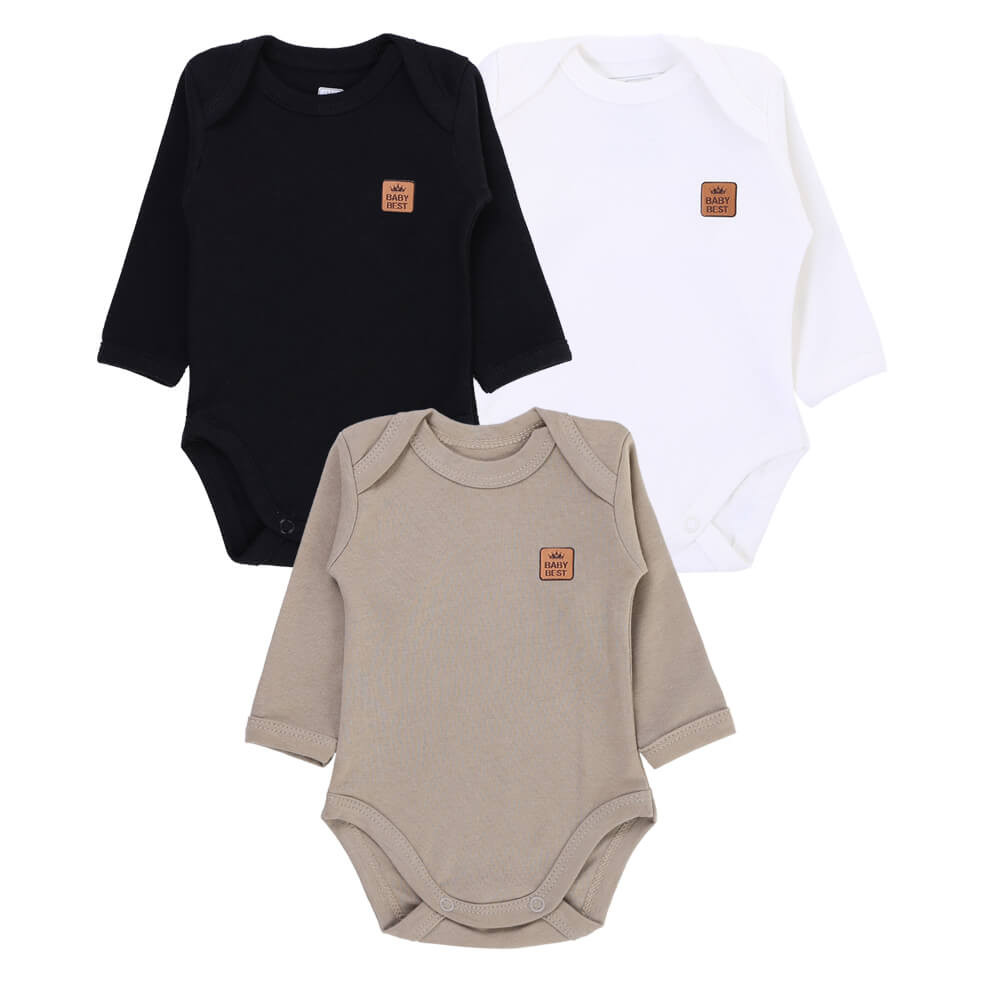 Kit Body Manga Longa Baby Best Algodão Pima - 3 Peças - Baby & Kids Fashion