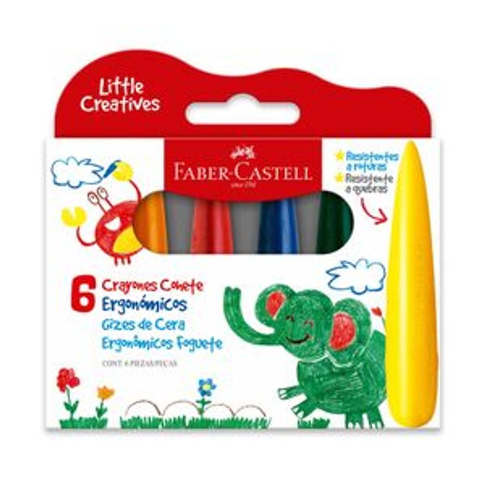 Gizes de Cera - Crayon Ergonômico Foguete Faber-Castell Rocket x6