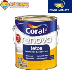 Tinta Acrílica Renova Tetos Banheiros e Cozinhas Fosco Antimofo Branco 3,6L Lavável Coral