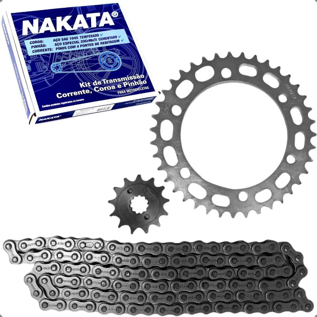 Kit Transmissao Relação Coroa Pinhao Corrente Nakata Honda XRE 300 2009 A 2016
