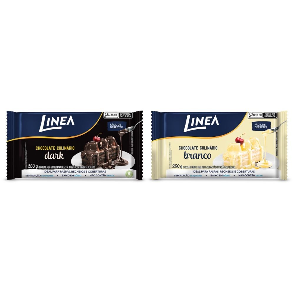 Kit 2 Chocolates Culinários Branco e Dark Linea 250g - Food & Beverages