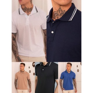 Kit 3 Camisa Gola Polo Lista Mascuino Malha Piquet em Oferta na Shopee