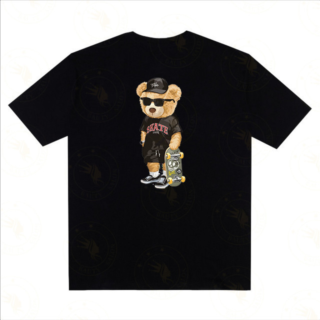 Camiseta Unissex Masculina e Feminina Masculina Urso  Com Skate Estilo Style Urbano Camisa Estampada Casual Confortavel
