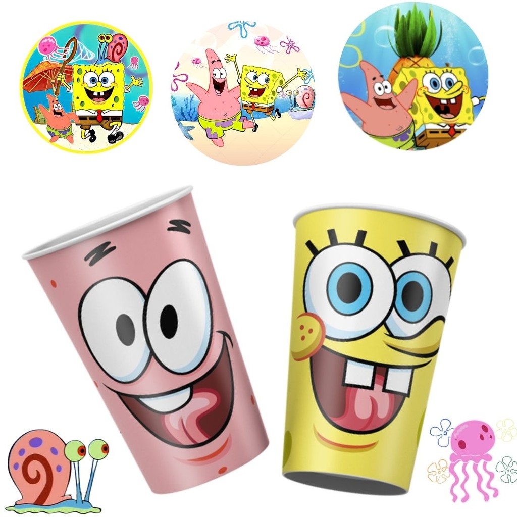 8~32 COPO PAPEL FESTA  BOB ESPONJA 180ML REGINA em Oferta na Shopee
