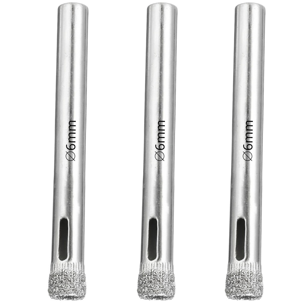 Kit 3 Serras Copo Diamantada Refrigerada 6mm Porcelanato Vidro Mármore Broca Copo Furo Guia Instalação Acessórios Casa