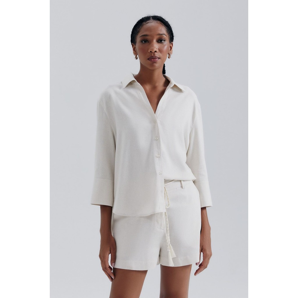 CAMISA FEMININA MANDA 7/8 COM LINHO - HERING