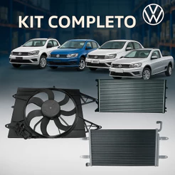 Kit Radiador Condensador Ventoinha Resistência VW Gol Voyage Saveiro Fox Polo G5 G6 G7 G8 c/ Ar Condicionado