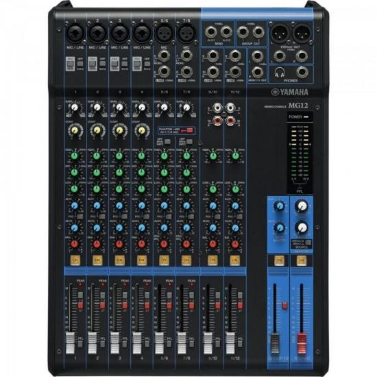 Mesa de Som Yamaha MG12 Analógica 12 Canais Bivolt Preta [F002]