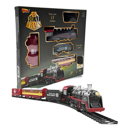 Trem Eletrico Ferrorama Luz E Som 18 Peças Trenzinho Vagões