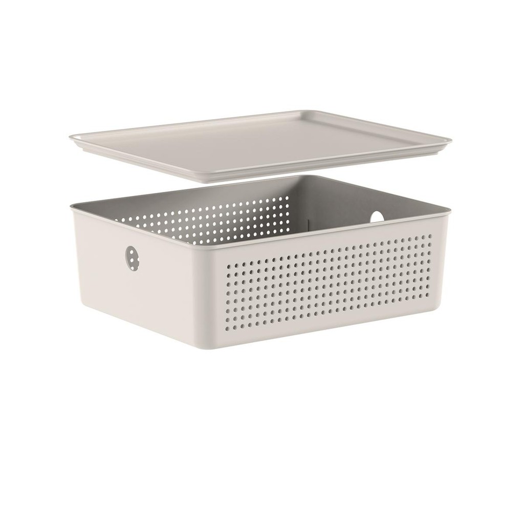 Cesto Ou 5,4L com tampa Linha Flow Bege