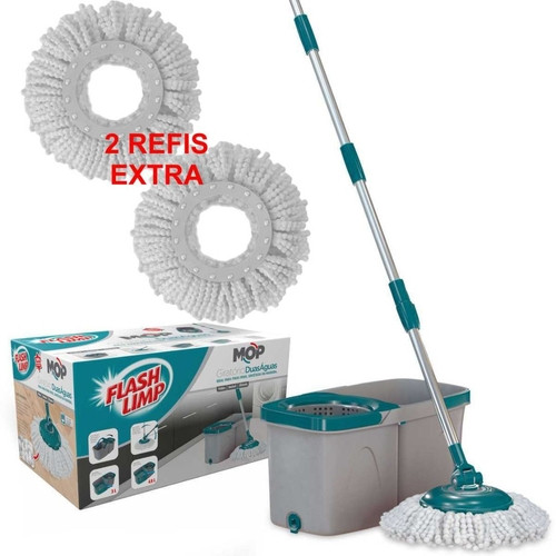 Kit 1 Mop Giratório Duas Aguas Fit MOP7504 + 2 Refil RMOP5011 Flash Limp em Oferta na Shopee
