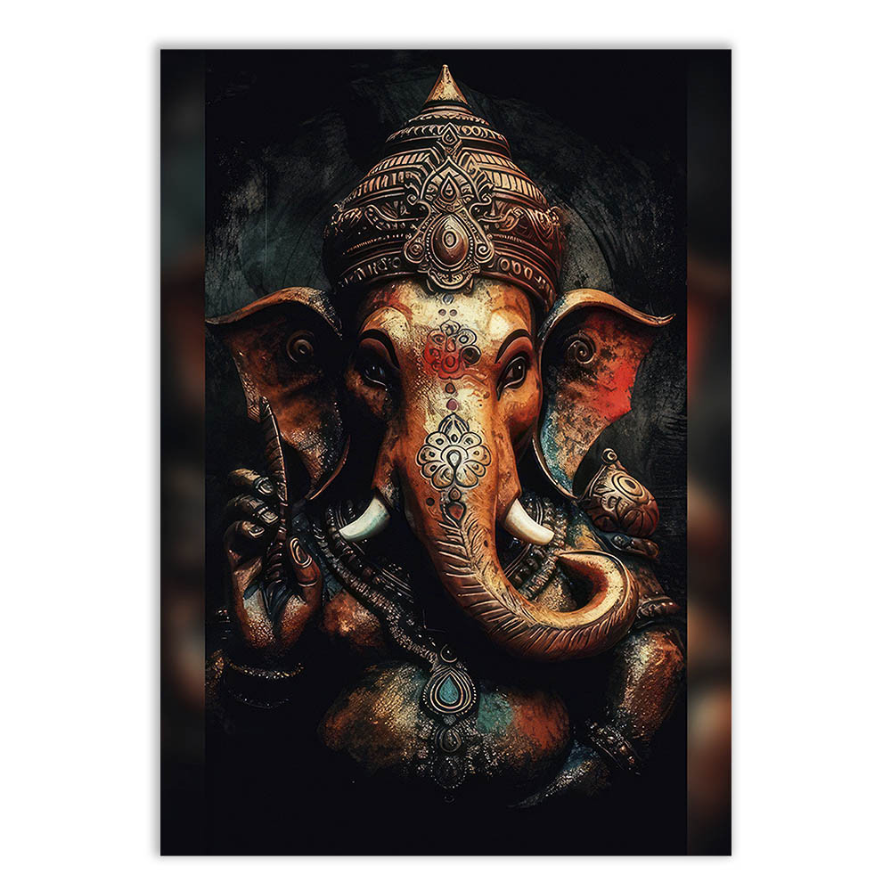 Placa Decorativa Ganesha Ilustração Hinduísmo Estatua Bronze