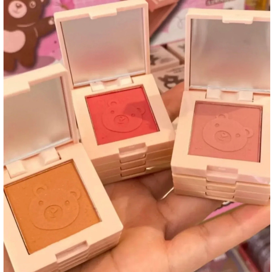 Mini Quarteto de Maquiagem 4 em 1 Lua e Neve Ursinho Blush, Contorno, Iluminador e Pó