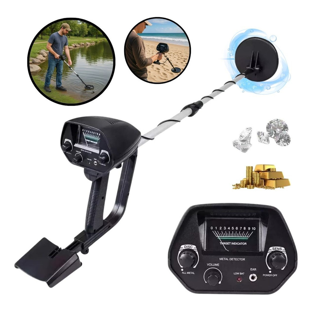 Detector De Metal Ouro Prata Bronze De 1,5 Metros Profundidade C/Pilha Importway Preto em Oferta na Shopee