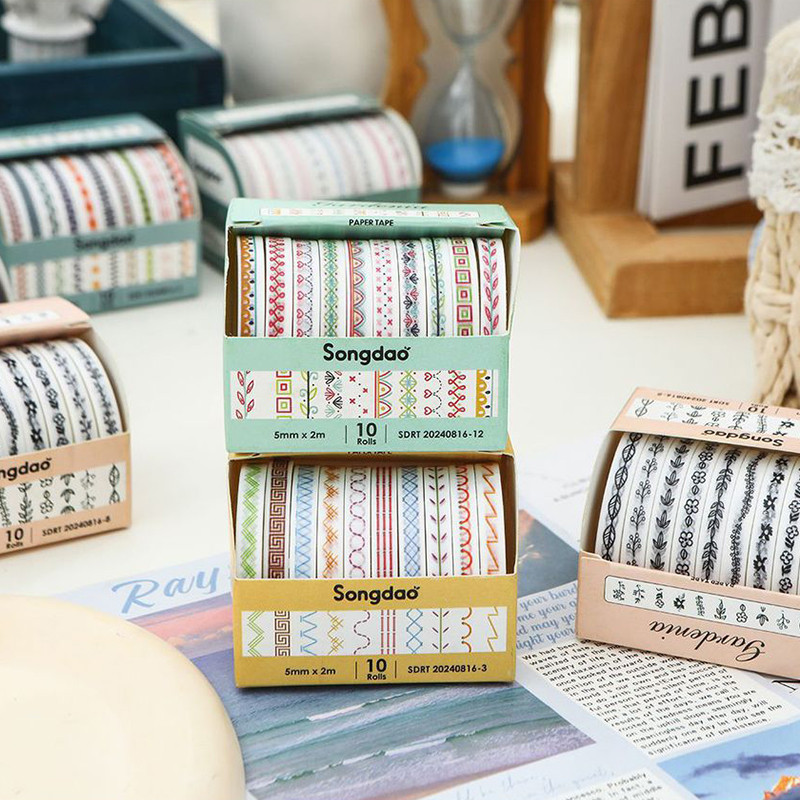 10 Rolos Linda Série Grandenia Fita Adesivos Diário Borda Decoração Material DIY Fitas Washi em Oferta na Shopee