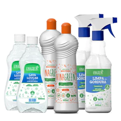 Kit Essenciais Vinagreen - Detergente + Desengordurante + Limpador multiuso Laranja