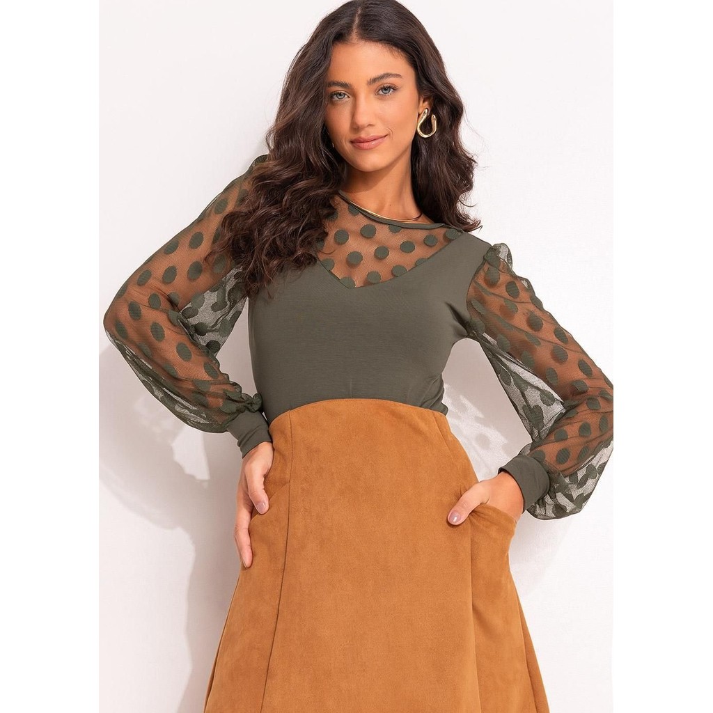 Blusa Malha De Viscose Verde Quintess em Oferta na Shopee