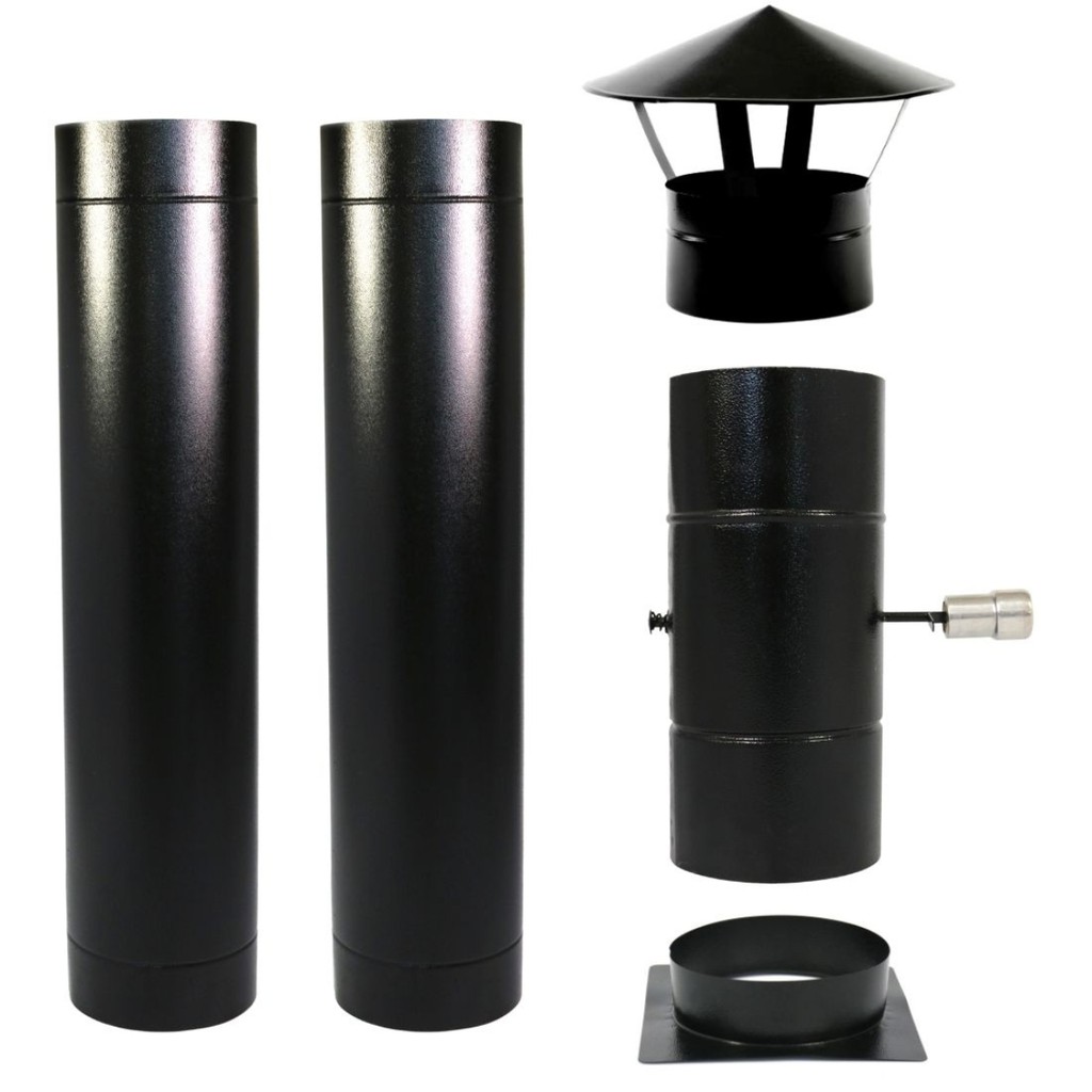 Kit Chaminé 5 Duto Adaptador Registro Damper Chapéu Chinês