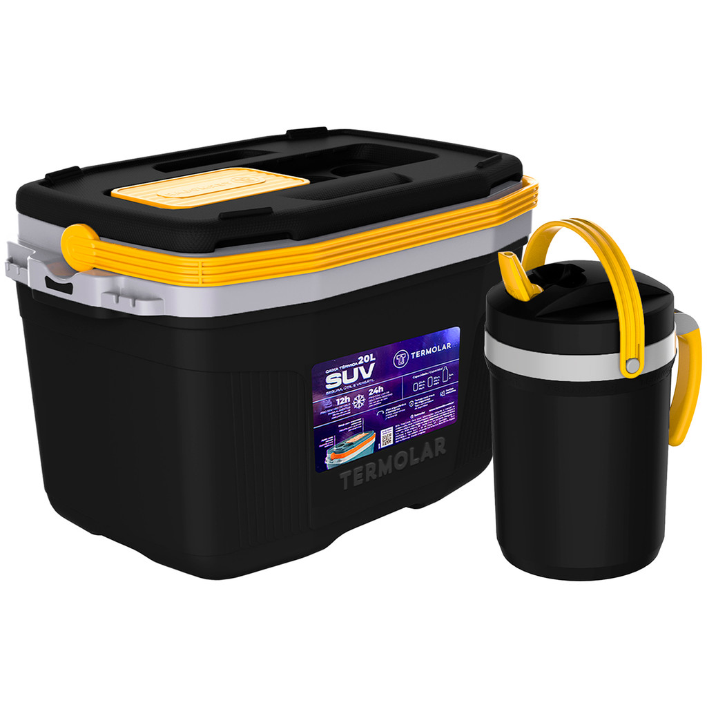 Kit Caixa Térmica 20l Preta + Flip Top 2,5l Preto Termolar em Oferta na Shopee