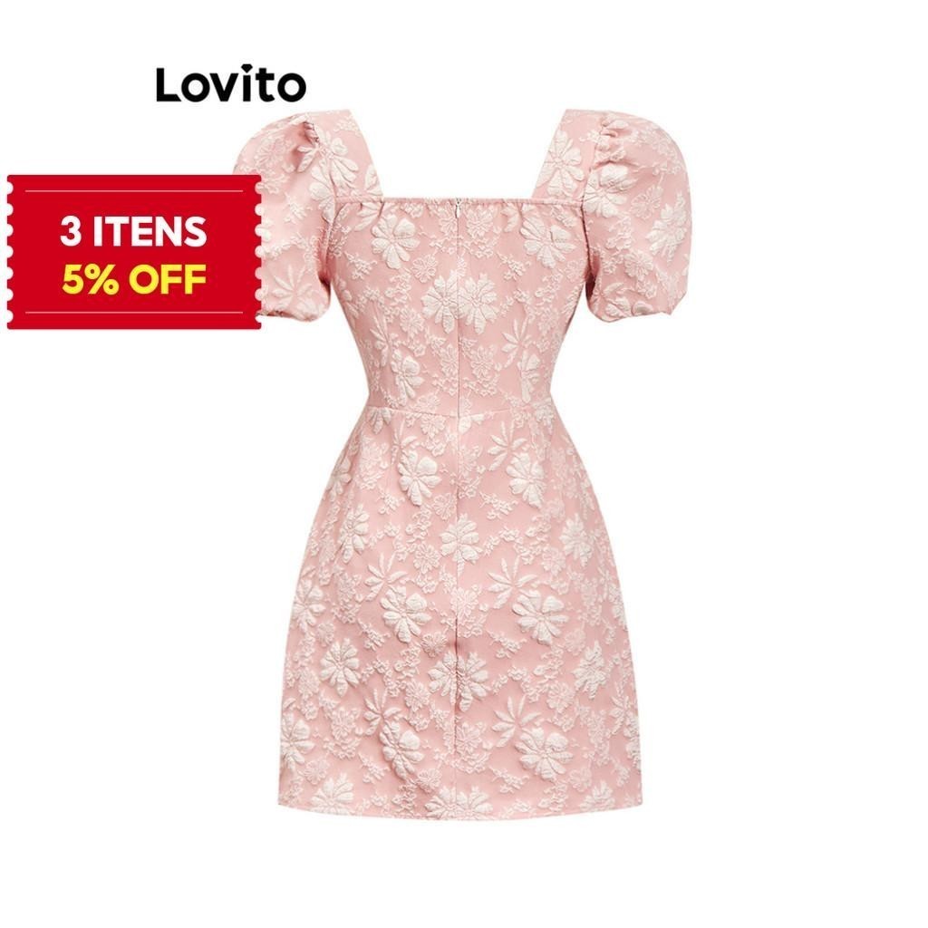(Trendy) Lovito Elegante vestido de malha com costura de contraste de laço floral para mulheres L110AD462 - Women Clothes