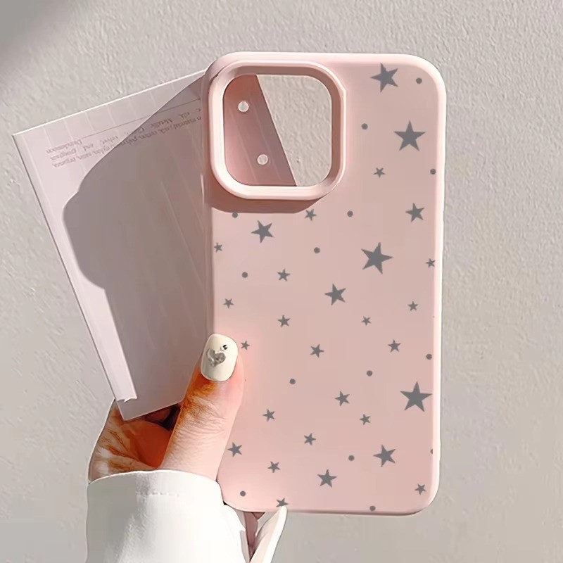Simples Estrela Padrão Macio Silicone Caso De Telefone Para iPhone 16 15 14 Pro Max 13 12 11 15 16 Plus Capa À Prova De