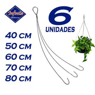 Kit 3 a 6 Cabo de aço PRETO gancho corrente tripla pendurar vaso planta suporte