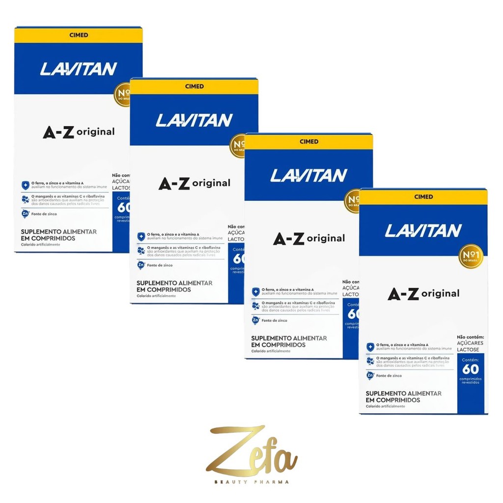 Kit 04 Lavitan Multivitamínico A-Z Original 60 Comp - Cimed