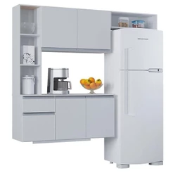Cozinha Suspensa Com Balcão Mel 163 Cm Branco– Poquema