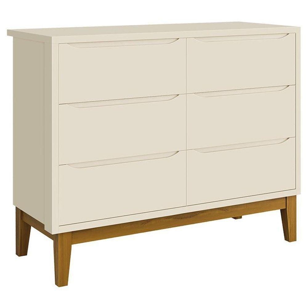 Cômoda Infantil 6 Gavetas Classic Areia Acetinado Com Pés Madeira ? Reller em Oferta na Shopee