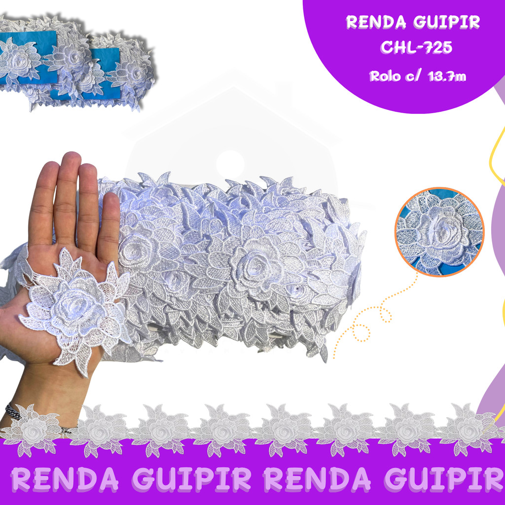 Renda Guipir CHL-725 - 110 mm - Rolo C/13.7 Metros