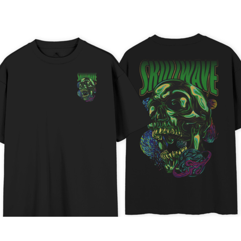 Camiseta Premium em Algodão Puro Camiseta Oversize Caveira Skullwave New Streetwear