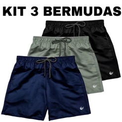 KIT 3 BERMUDAS MASCULINA ACADEMIA SHORT TACTEL TREINO PRAIA/CASUAL HS