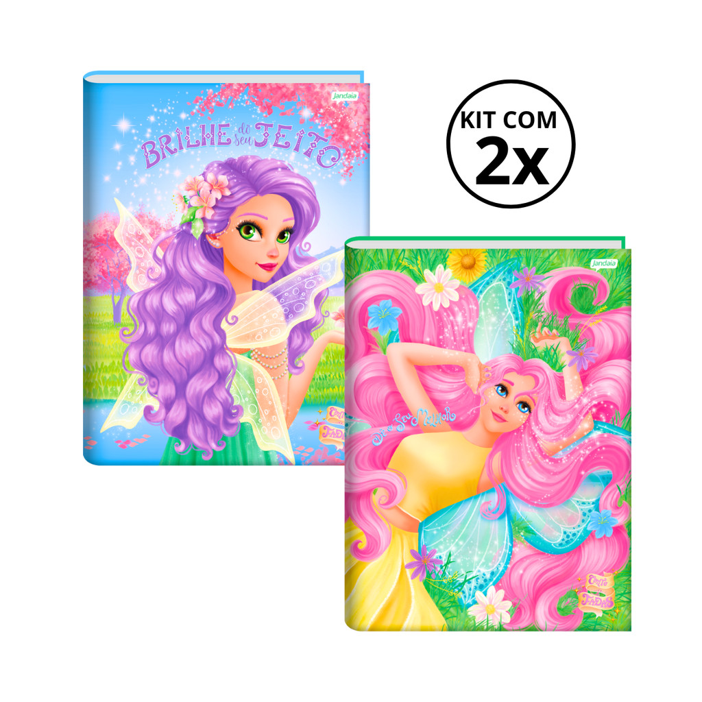 Kit Com 02 Cadernos Brochura 80 Folhas Fada - Jandaia CAPA:Roxo/Rosa em Oferta na Shopee