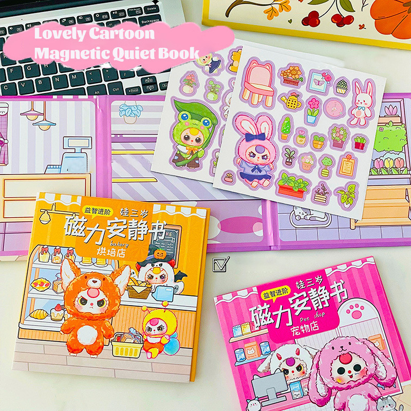 Novo Livro Magnético Silencioso Dos Desenhos Animados Engraçado Casa De Boneca Cena Adesivos DIY Brinquedos Educativos P — imagem 2 de 2