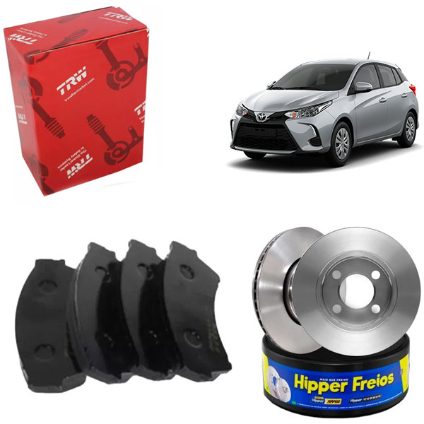 Kit Disco Freio Ventilado + Jogo Pastilha Freio ETIOS YARIS - HIPPER FREIOS / TRW em Oferta na Shopee