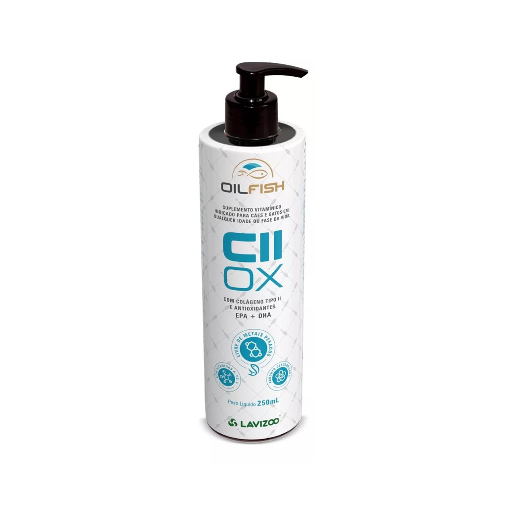 Cii Ox Oil Fish Lavizoo 250ml Colágeno Omega 3 Liquido Pet