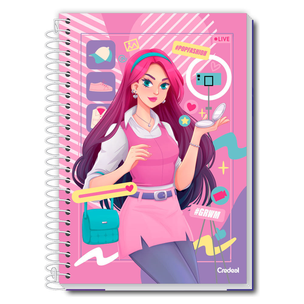 Caderno Universitário Feminino Pop Fashion 280F/20 Matérias Credeal - Stationery