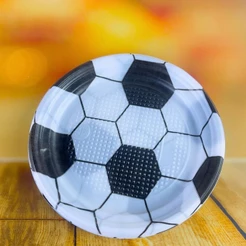 100 PRATO SOBREMESA FESTA FUTEBOL BRANCO 15cm