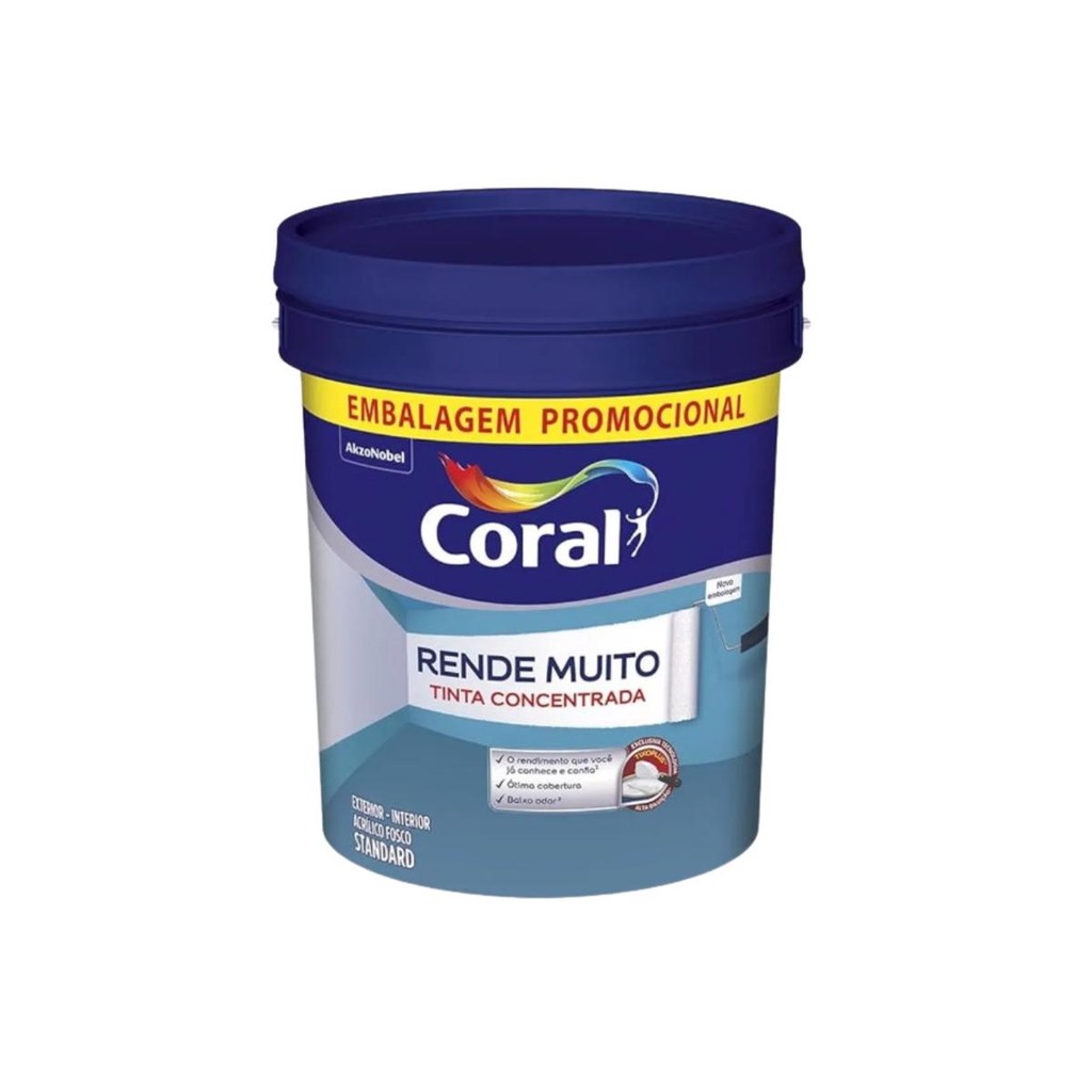 Tinta Acrílica Coral Rende Muito Balde 20Litros Branco