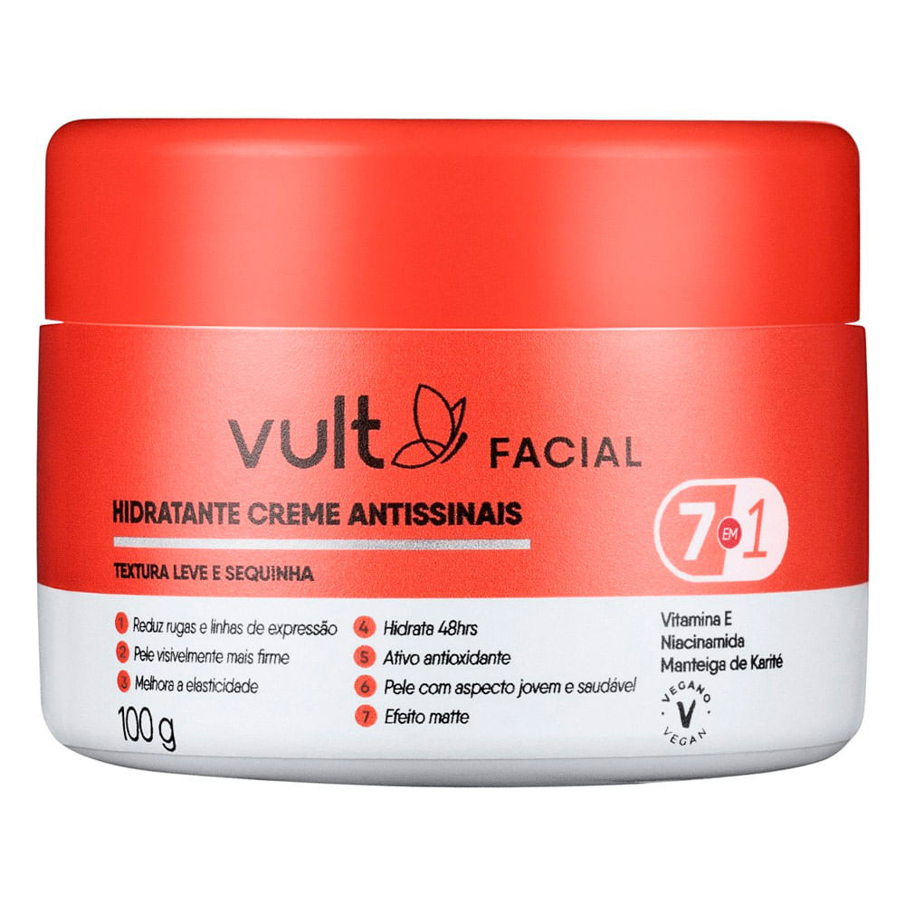 Creme Hidratante Facial Vult Antissinais 100g - Beauty
