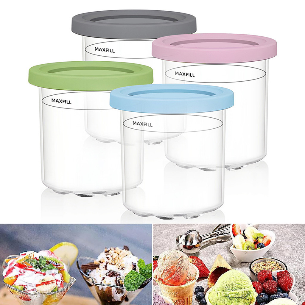 Substituição De Recipientes De 4 Pces Para Pints E Tampas Ninja Creami , Copos De Sorvete Cremosos Frascos Vasilhas XSKP